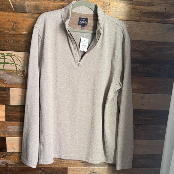 NWT J.Crew Men’s XL Authentic Fleece Quarter Zip Pullover Tan Classic Casual - Picture 10 of 10